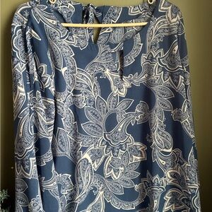 Blue and White Paisley Blouse